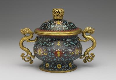 图片[3]-Copper-body cloisonne incense burner with dragon handles, Qing dynasty (1644-1911)-China Archive